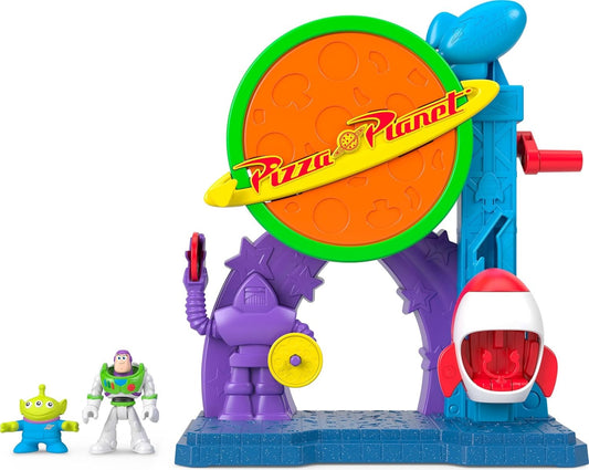 Fisher-Price Imaginext Disney and Pixar Toy Story Pizza Planet Playset with 3-inch Buzz Lightyear & Alien Friend Action Figures, Toy Rocket & Proectiles