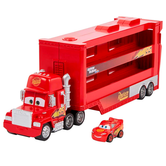 Mattel Disney and Pixar Cars Mack Mini Racers Hauler & 1 Mini Toy Car, Toy Transporter Truck Holds 18 Minis, Collectible Set