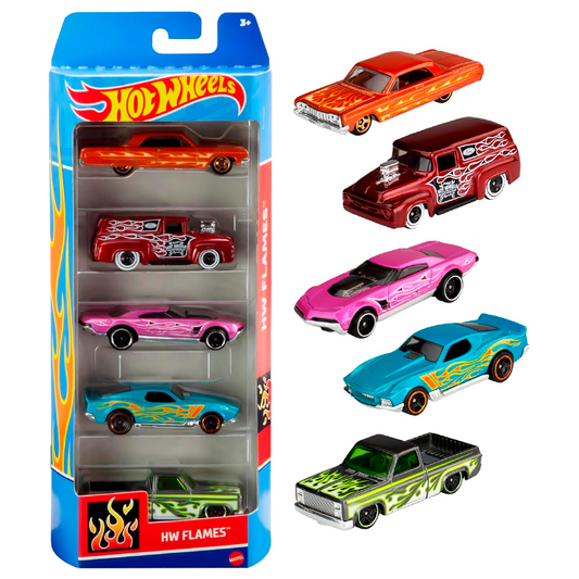 Hot Wheels 1:64 Scale Die-Cast Toy Cars 5-Pack, Set of 5 Toy Race Cars, Hot Rods, Character Cars, Rescue or Pick-Up Trucks (Styles May Vary)