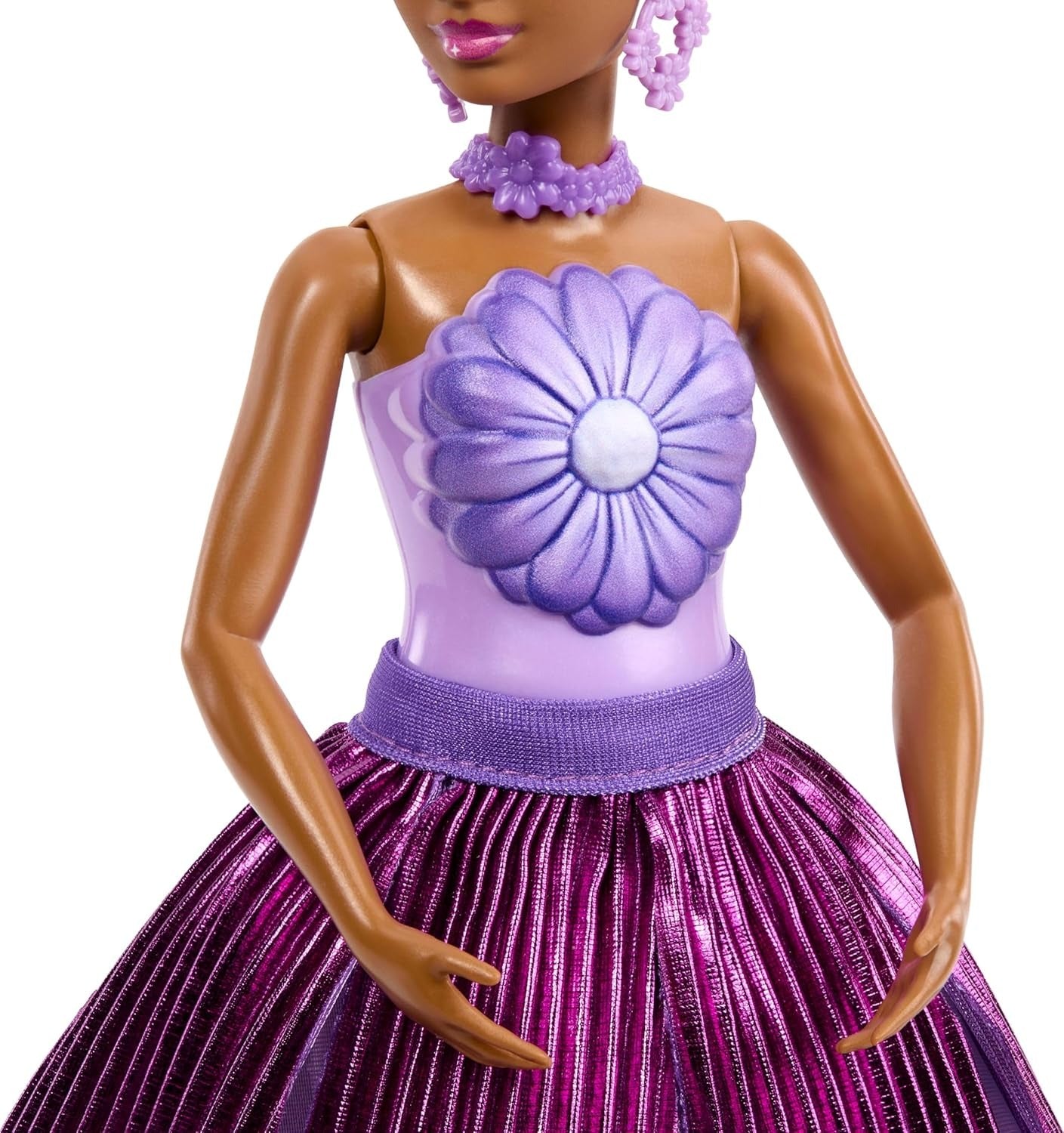 Barbie Petal Pop Scented Doll with Purple Floral Dress & Accessories, Bouquet Reveal with Pet Bunny & Surprises Like Watering Can, Necklace & Earrings