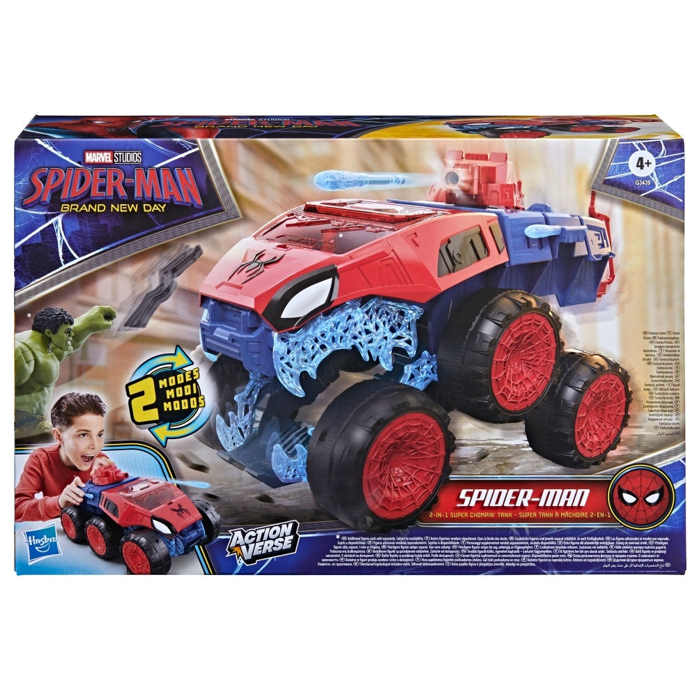 Marvel Spider-Man: Brand New Day 2-in-1 Super Chompin’ Tank, 4.5-Inch Action Figure & Toy Vehicle Set, Super Hero Toys and Figures, Ages 4+ | Action Figure & Toy Vehicle Set, Super Hero Toys and Figures