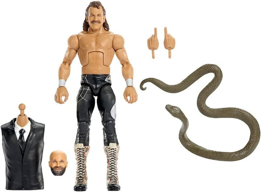 Mattel WWE Elite Collection Action Figure & Accessories, Premium Live Event Jake “The Snake” Roberts Set, Wrestlemania with Sam Roberts Build-A-Figure Parts