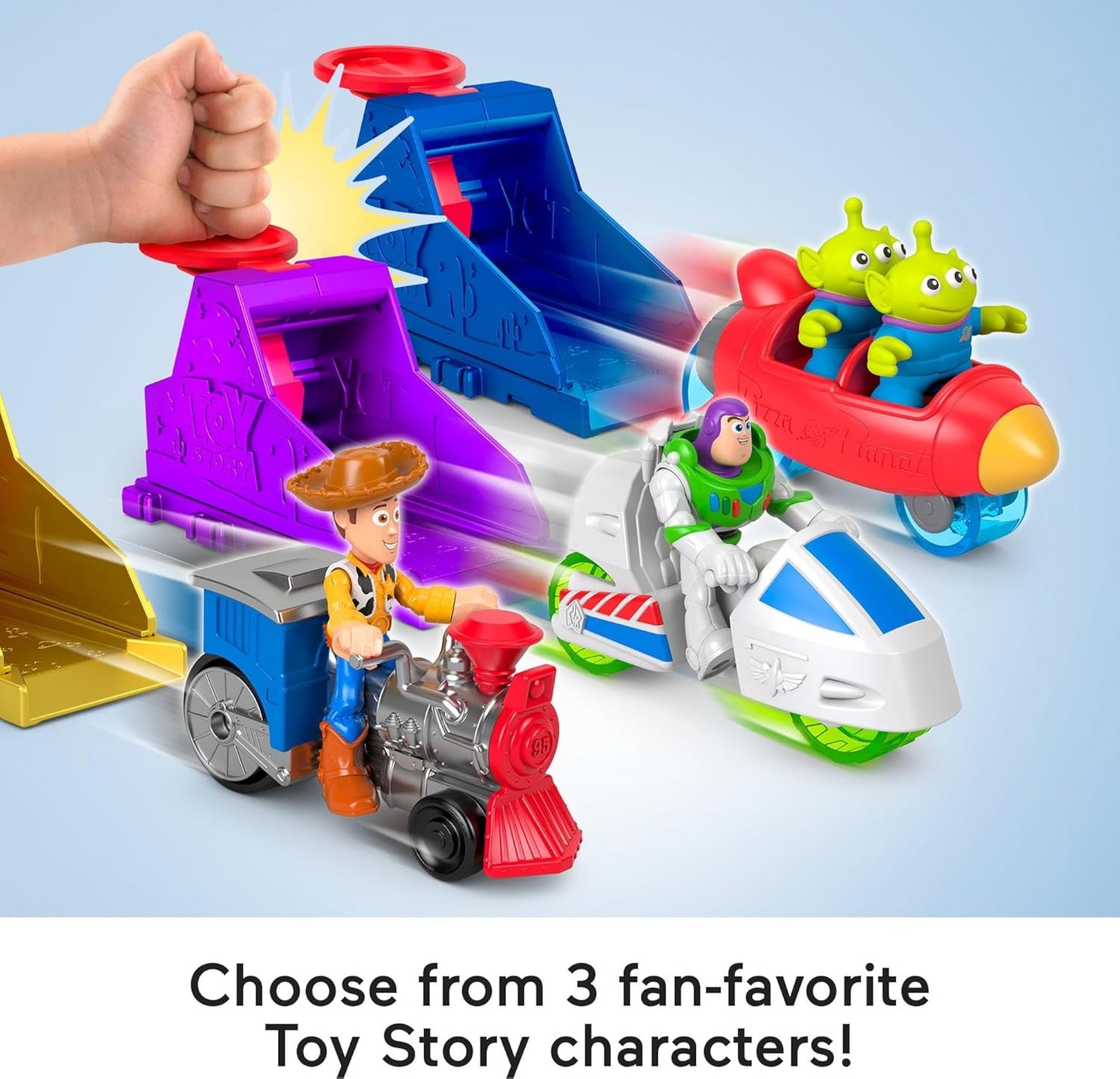 Fisher-Price Imaginext Launcher Set with 3-inch Buzz Lightyear Action Figure & Toy Vehicle, Inspired by Disney Pixar Toy Story (Characters May Vary)