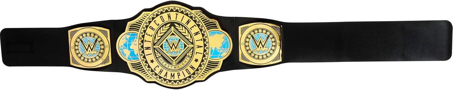 Mattel WWE Championship Title, Intercontinental Champion, Kid-Sized Belt Accessory for Role-Play & Costumes, 3+ feet Long with One-Time Adjustment