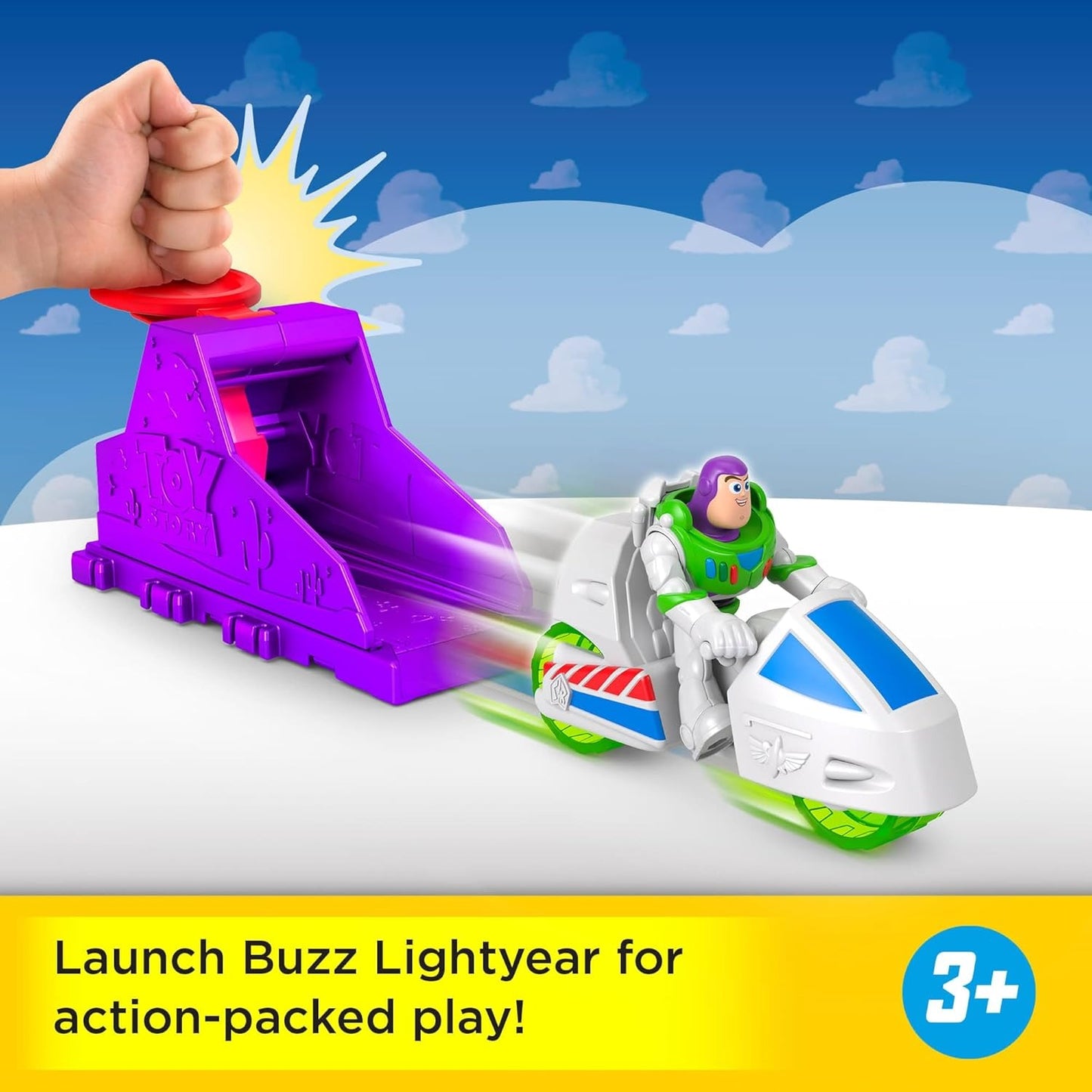 Fisher-Price Imaginext Launcher Set with 3-inch Buzz Lightyear Action Figure & Toy Vehicle, Inspired by Disney Pixar Toy Story (Characters May Vary)