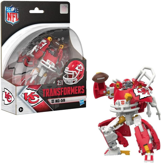 Transformers NFL Kansas City Chiefs KC-59, 5.5-Inch Action Figure Changes from Robot to Helmet, Football Toys for Ages 8+