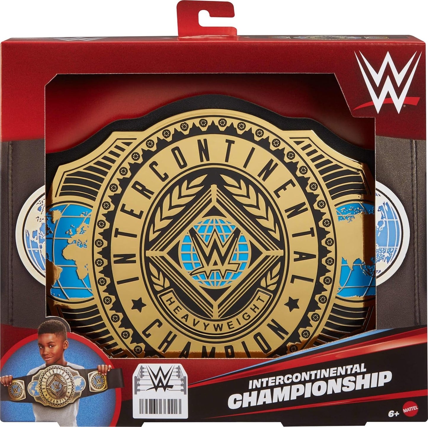 Mattel WWE Championship Title, Intercontinental Champion, Kid-Sized Belt Accessory for Role-Play & Costumes, 3+ feet Long with One-Time Adjustment