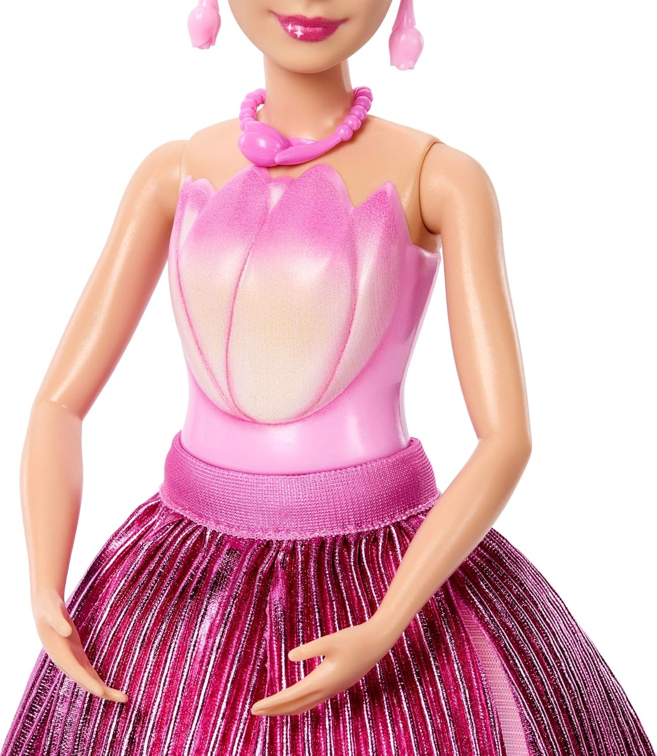 Barbie Petal Pop Scented Doll with Pink Tulip Dress & Accessories, Bouquet Reveal with Pet Bunny & Surprises Like Watering Can, Necklace & Earrings
