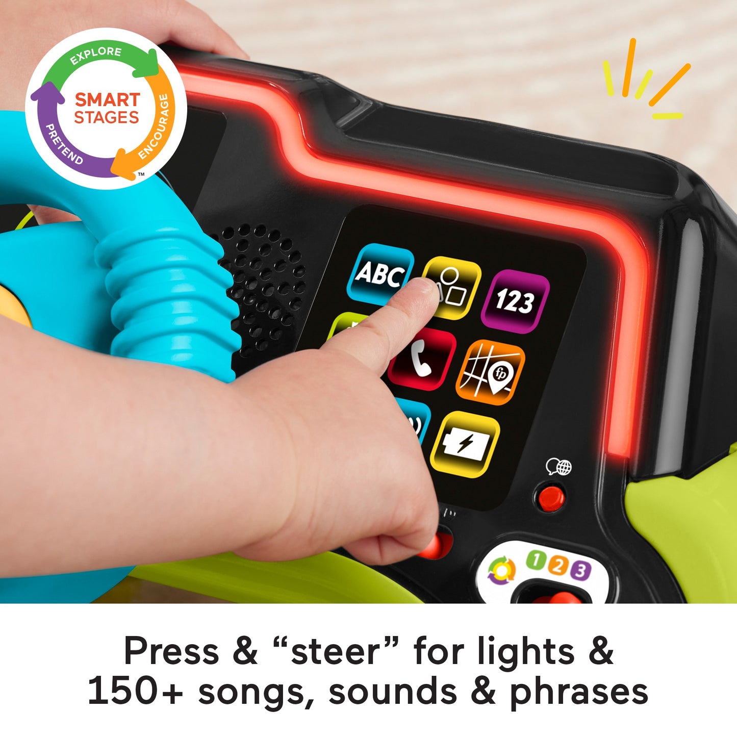 Fisher-Price Baby & Toddler Learning Toy Laugh & Learn Sit & Steer Driver Car Activity Center with Smart Stages for Ages 6+ Months