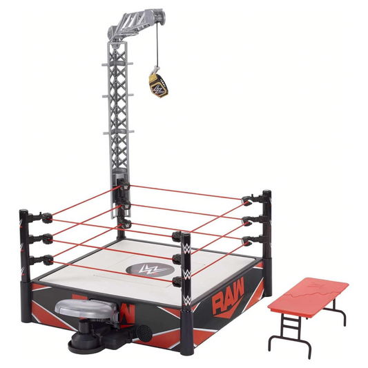 Mattel WWE Wrekkin' Kickout Ring Playset with Accessories & 2 Play Modes, Includes Launcher, Crane, WWE Championship & More, 13-inch x 20-inch