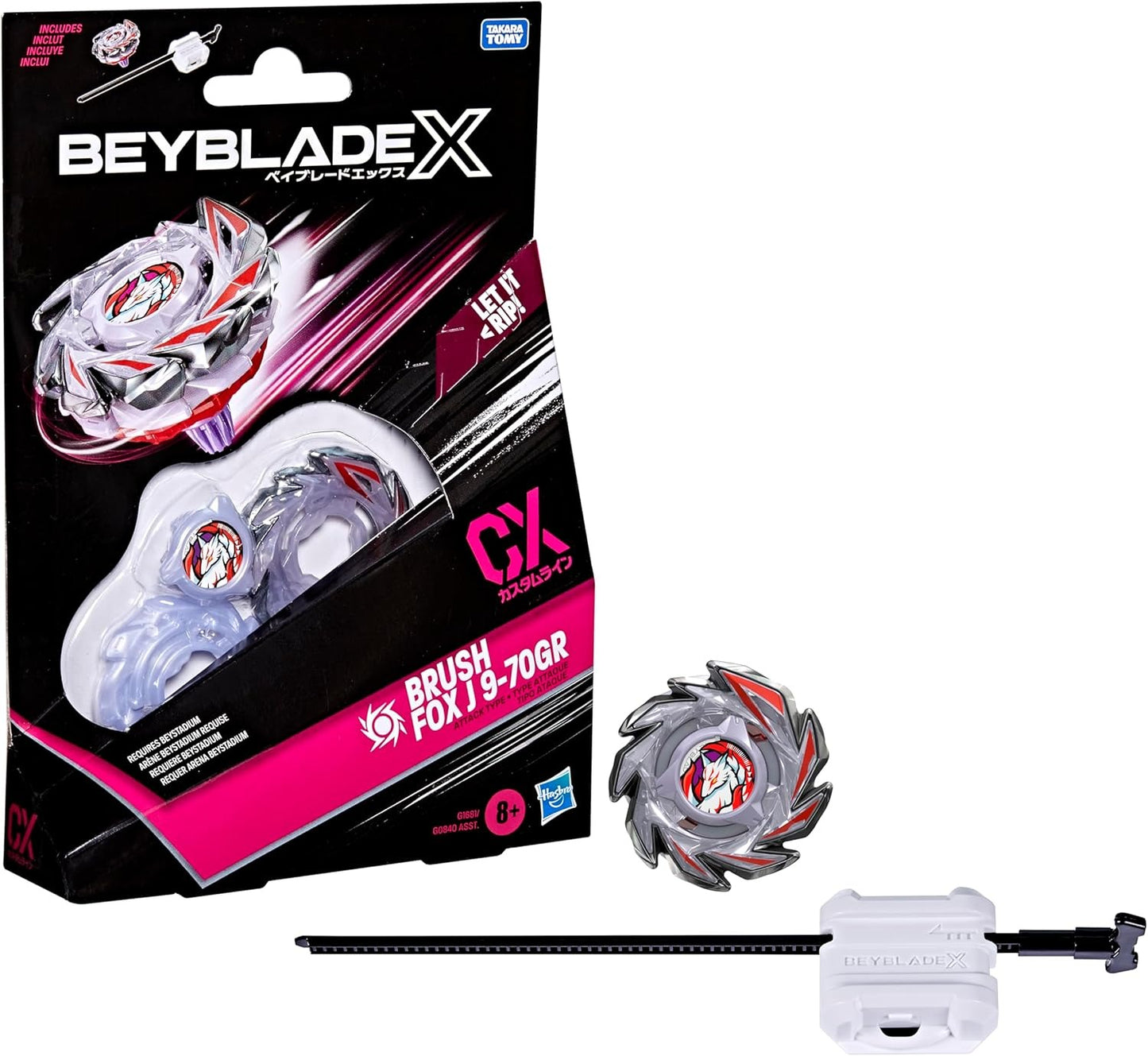 BEY BLADE X Brush Fox J 9-70GR CX Starter Pack Set, Takara Tomy Attack Type Top and Launcher, Battling Tops Game Toys, Ages 8+