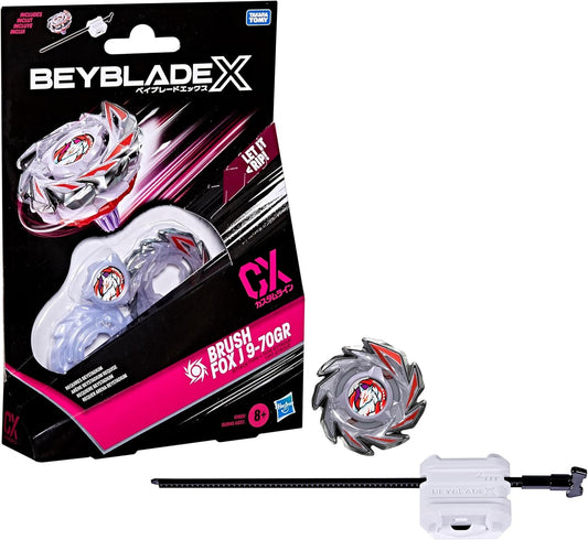 BEY BLADE X Brush Fox J 9-70GR CX Starter Pack Set, Takara Tomy Attack Type Top and Launcher, Battling Tops Game Toys, Ages 8+