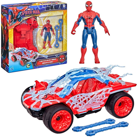 Marvel Studios Spider-Man: Brand New Day ActionVerse Stretch & Blast Buggy, 4.5-Inch Action Figure & Vehicle Toy Set, Super Hero Toys, Ages 4+