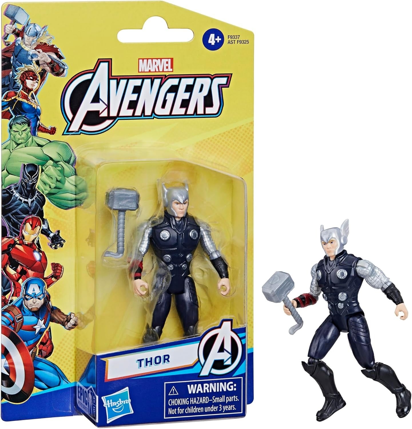 Marvel Epic Hero Series Thor Action Figure, 4-Inch, Avengers Super Hero Toys, Kids Christmas Stocking Stuffer Gifts, Ages 4+