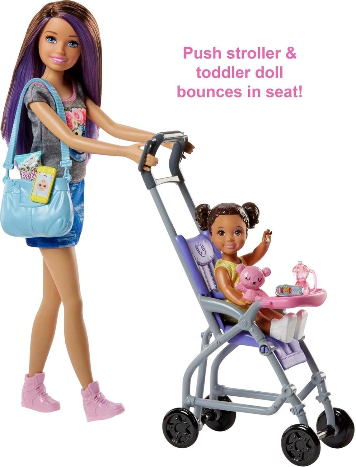 Barbie Babysitting Playset with Skipper™ Doll, Baby Doll, Bouncy Stroller and Themed Accessories for 3 to 7 Year Olds