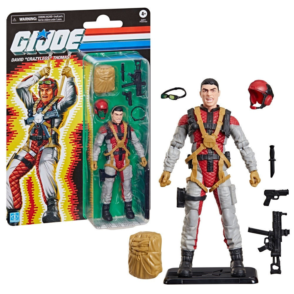G.I. Joe Classified Series Retro Cardback David “Crazylegs” Thomas, Collectible 6 Inch Action Figure with 8 Accessories