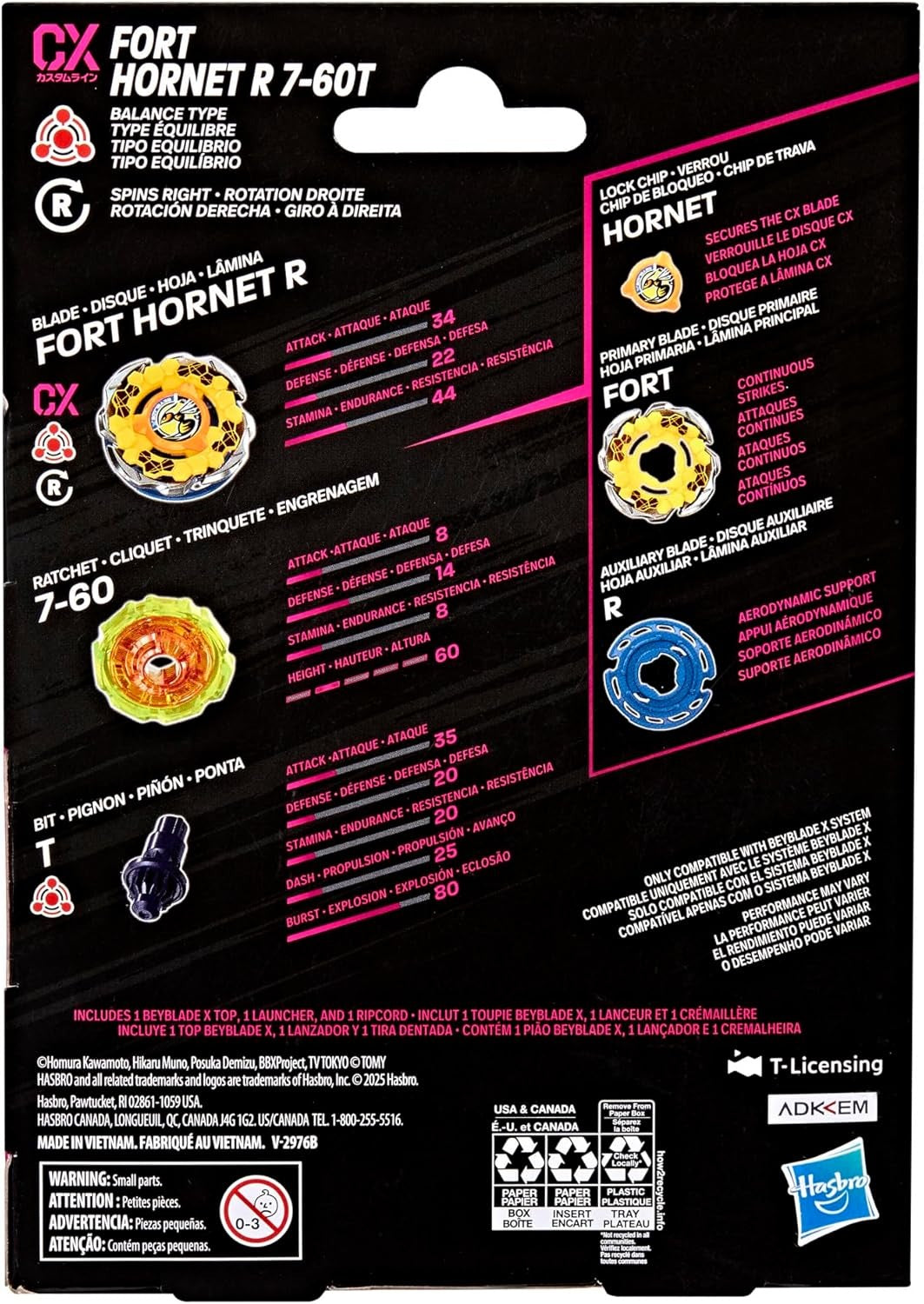 Beyblade X Fort Hornet R 7-60T CX Starter Pack Set, Takara Tomy Balance Type Top and Launcher, Battling Tops Game Toys, Ages 8+