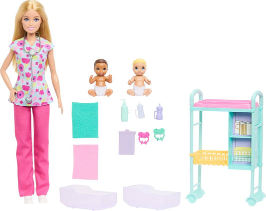 Barbie Careers Baby Doctor Playset with Blonde Fashion Doll, 2 Baby Dolls, Exam Table & Accessories