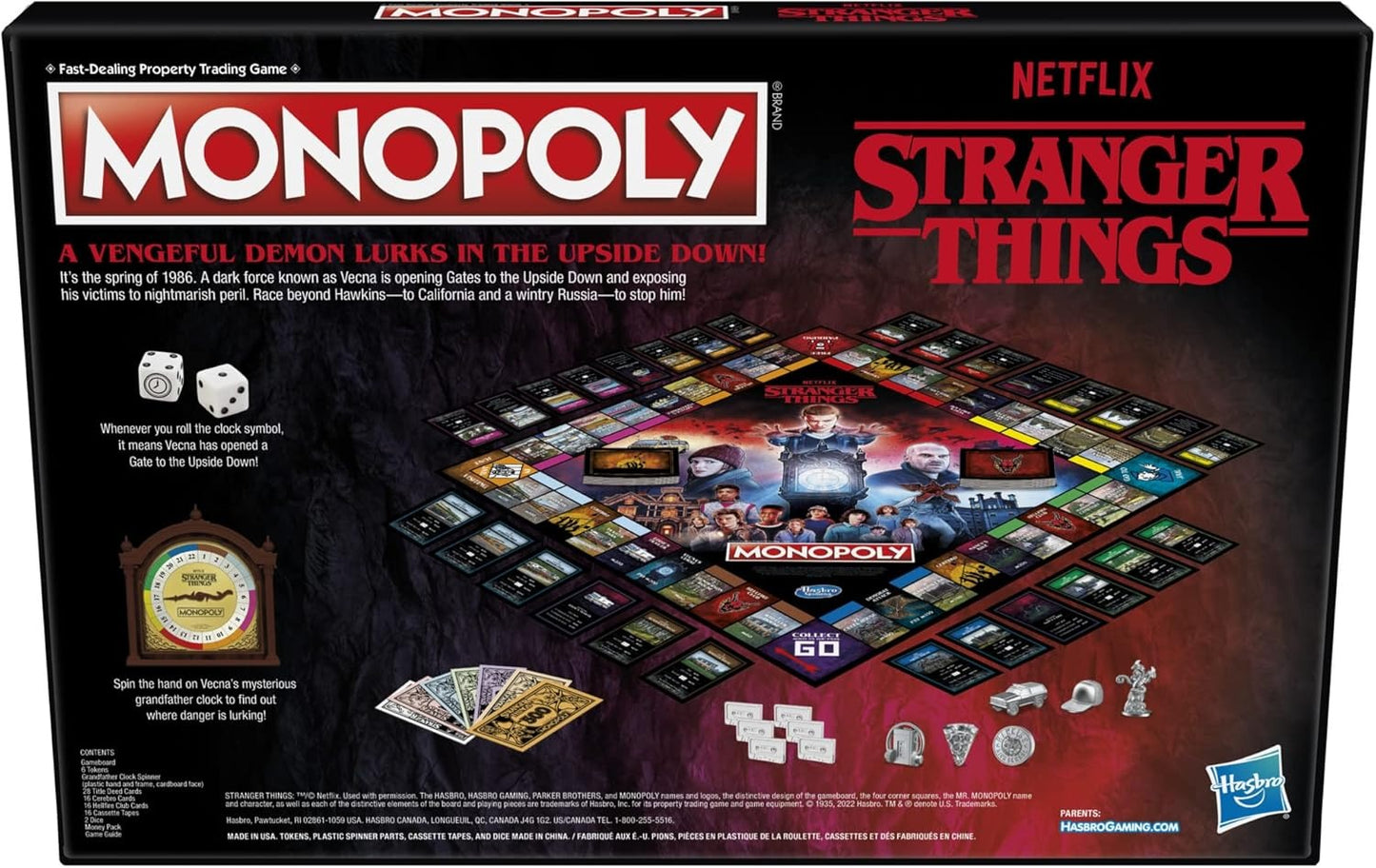 Monopoly: Netflix Stranger Things Edition Board Game for Adults and Teens Ages 14+, Game for 2-6 Players, Inspired by Stranger Things Season 4, Multicolor