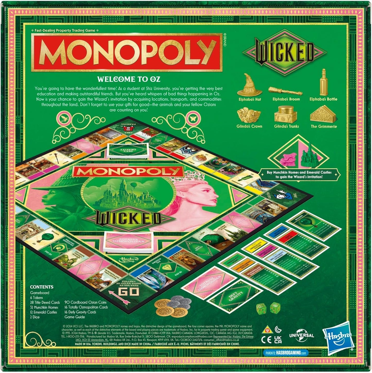 Monopoly Wicked Edition Board Game | Inspired by The Motion Picture | Ages 8+ | 2 to 6 Players | 30 Mins. | Family Games for Kids, Teens, and Adults