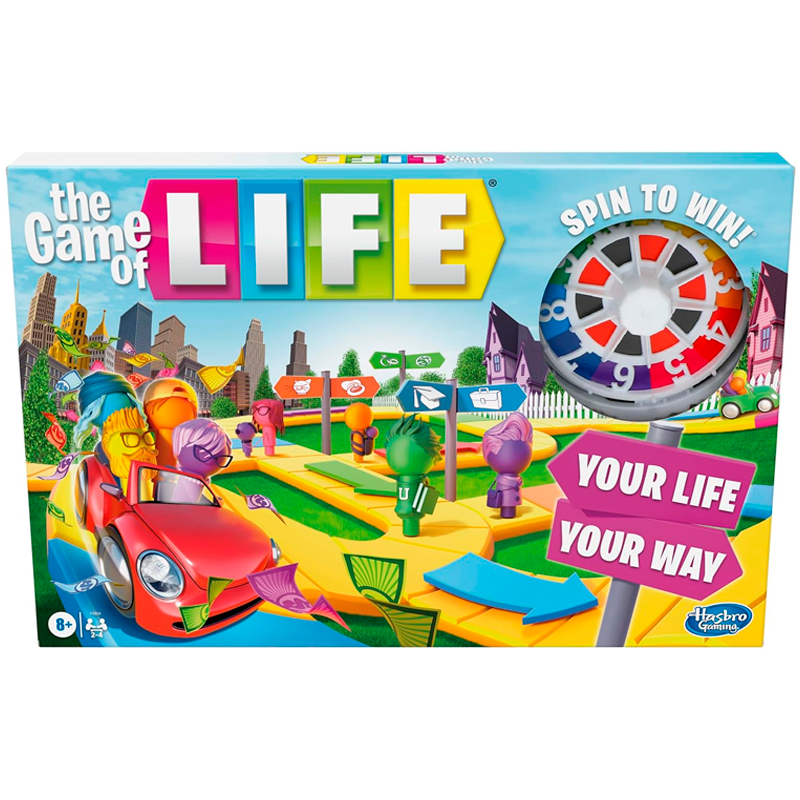 Hasbro Gaming The Game of Life Game, Family Board Game for 2-4 Players, Indoor Game for Kids Ages 8 and Up, Pegs Come in 6 Colors