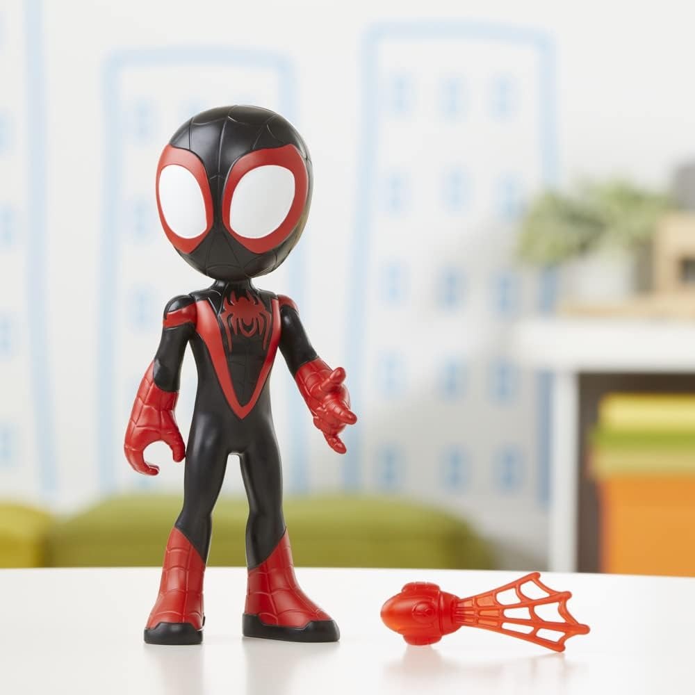 Marvel Spidey and His Amazing Friends Miles Morales Spiderman Action Figure with Web Shooter Accessory 22cm
