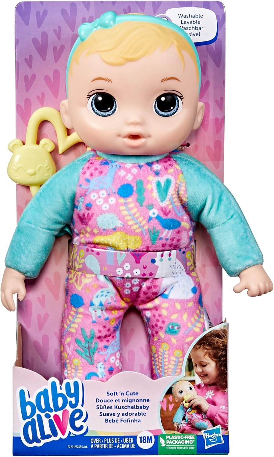 Baby Alive Soft ‘n Cute Doll, Blonde Hair, 11-Inch First Baby Dolls, Washable Soft Toys for Toddlers, Easter Gifts for Kids, 18 Months+