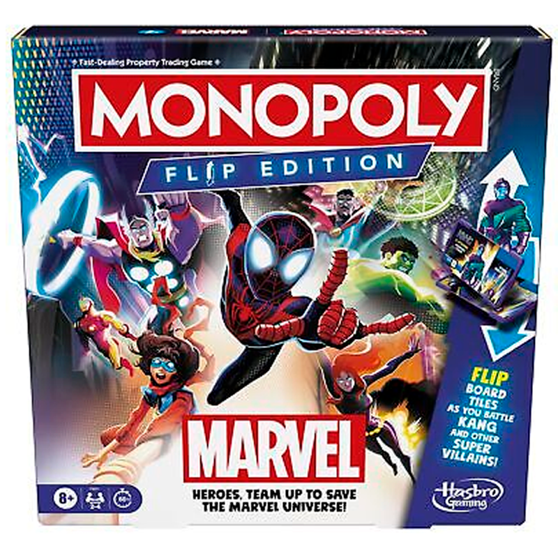 Monopoly Flip Edition: Marvel Board Game | Ages 8 and Up | 2 to 4 Players | Family Board Games for Kids, Teens, and Adults