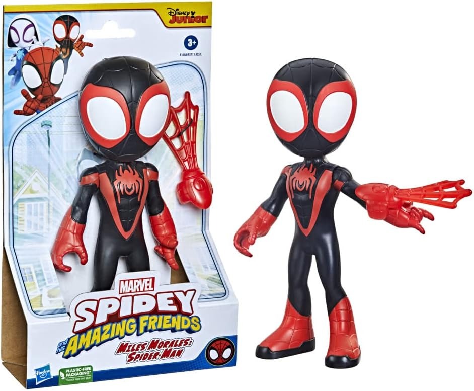 Marvel Spidey and His Amazing Friends Miles Morales Spiderman Action Figure with Web Shooter Accessory 22cm