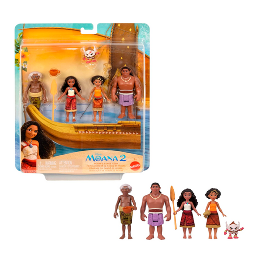 Mattel Disney Moana 2 Toys, Moana’s Canoe Crew Playset with 5 Small Dolls in Signature Outfits & 3 Accessories, Inspired by The Movie