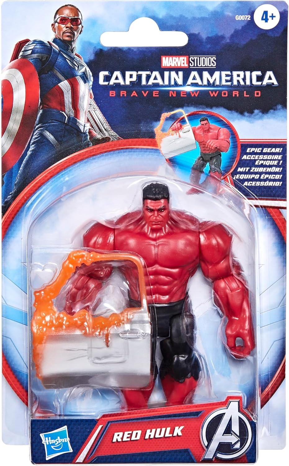 Marvel Avengers Epic Hero Series Captain America: Brave New World Red Hulk Action Figure, 4-Inch Super Hero Toys for Kids Ages 4+