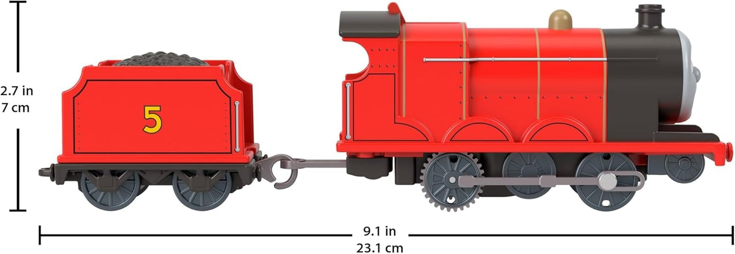Thomas & Friends Motorized Toy Train, Classic James Battery-Powered Engine & Cargo Car, Storytelling Play for Preschoolers, JGF95