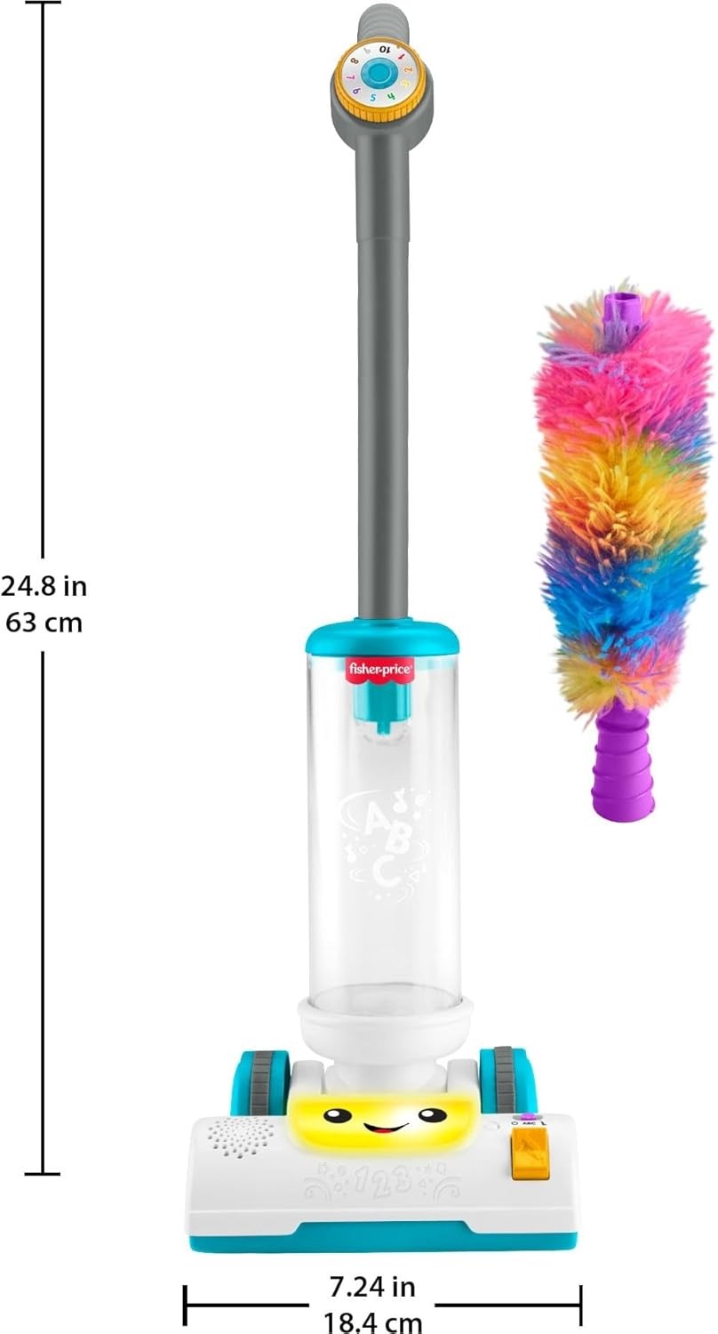 Fisher-Price Toddler Toy Laugh & Learn 2-in-1 Vacuum with Duster, Lights & Learning Songs for Pretend Play Kids Ages 2+ Years