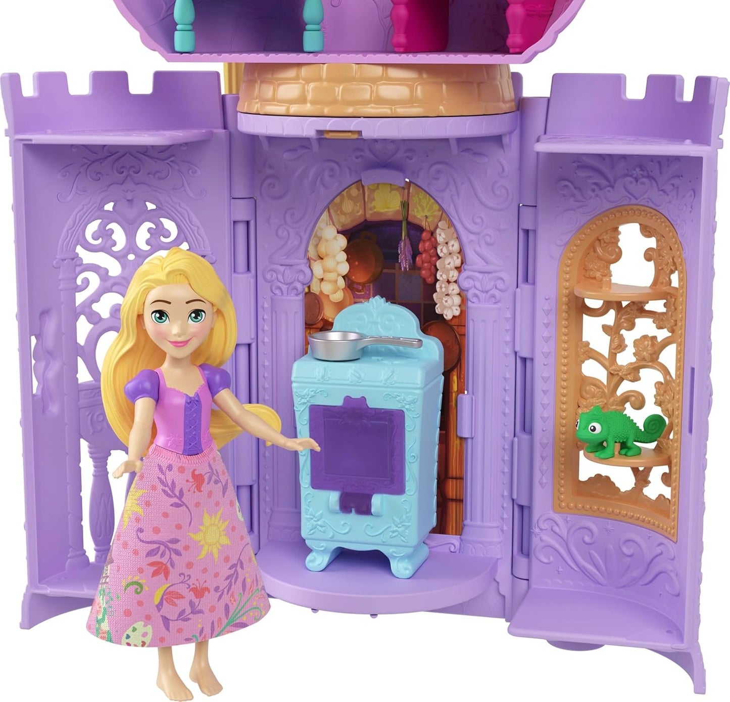 Mattel Disney Princess Toys, Rapunzel Tower Playset with 2 Small Dolls, Animal Figure, Furniture & Accessories, Storytime Stackers Inspired by Tangled