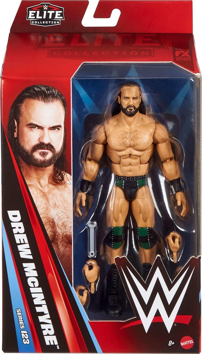 Mattel WWE Elite Action Figure & Accessories, Series #123 Set, 6-inch Collectible Drew McIntyre with 25 Articulation Points & Swappable Hands