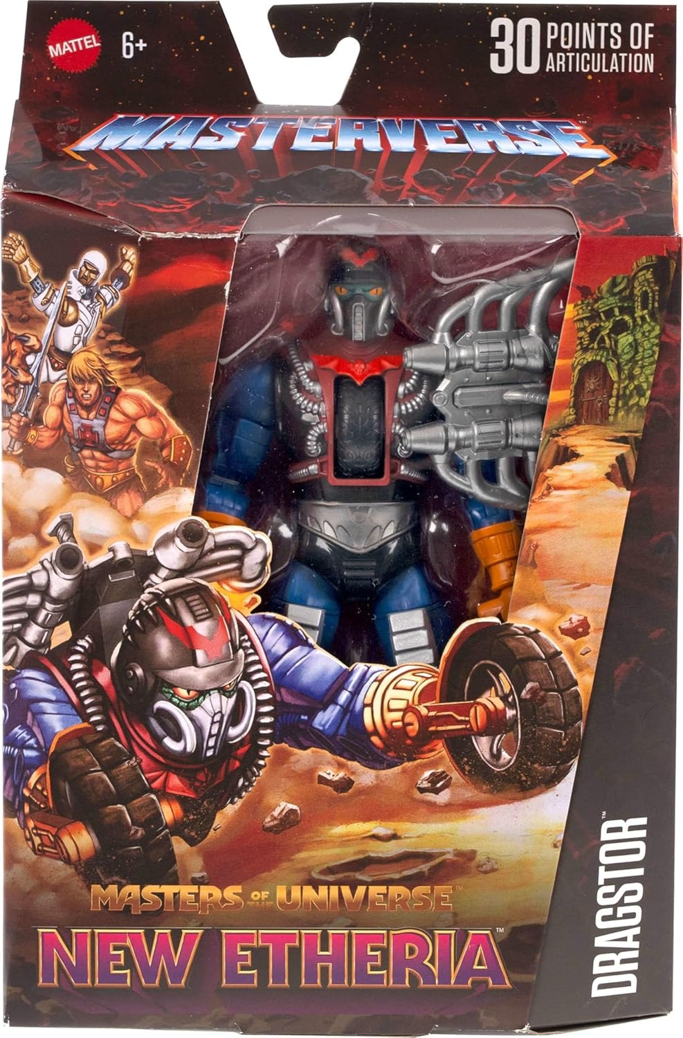 Masters of The Universe Masterverse Action Figure Dragstor New Etheria, 7 Inch Motu Toy, 30 Points Articulation, Wheel & Crossbow & Extra Hand