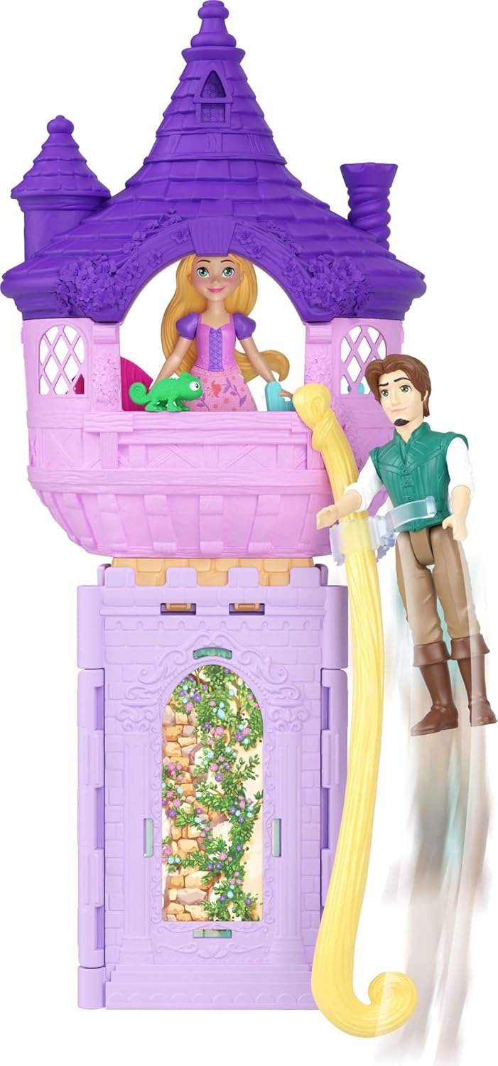 Mattel Disney Princess Toys, Rapunzel Tower Playset with 2 Small Dolls, Animal Figure, Furniture & Accessories, Storytime Stackers Inspired by Tangled