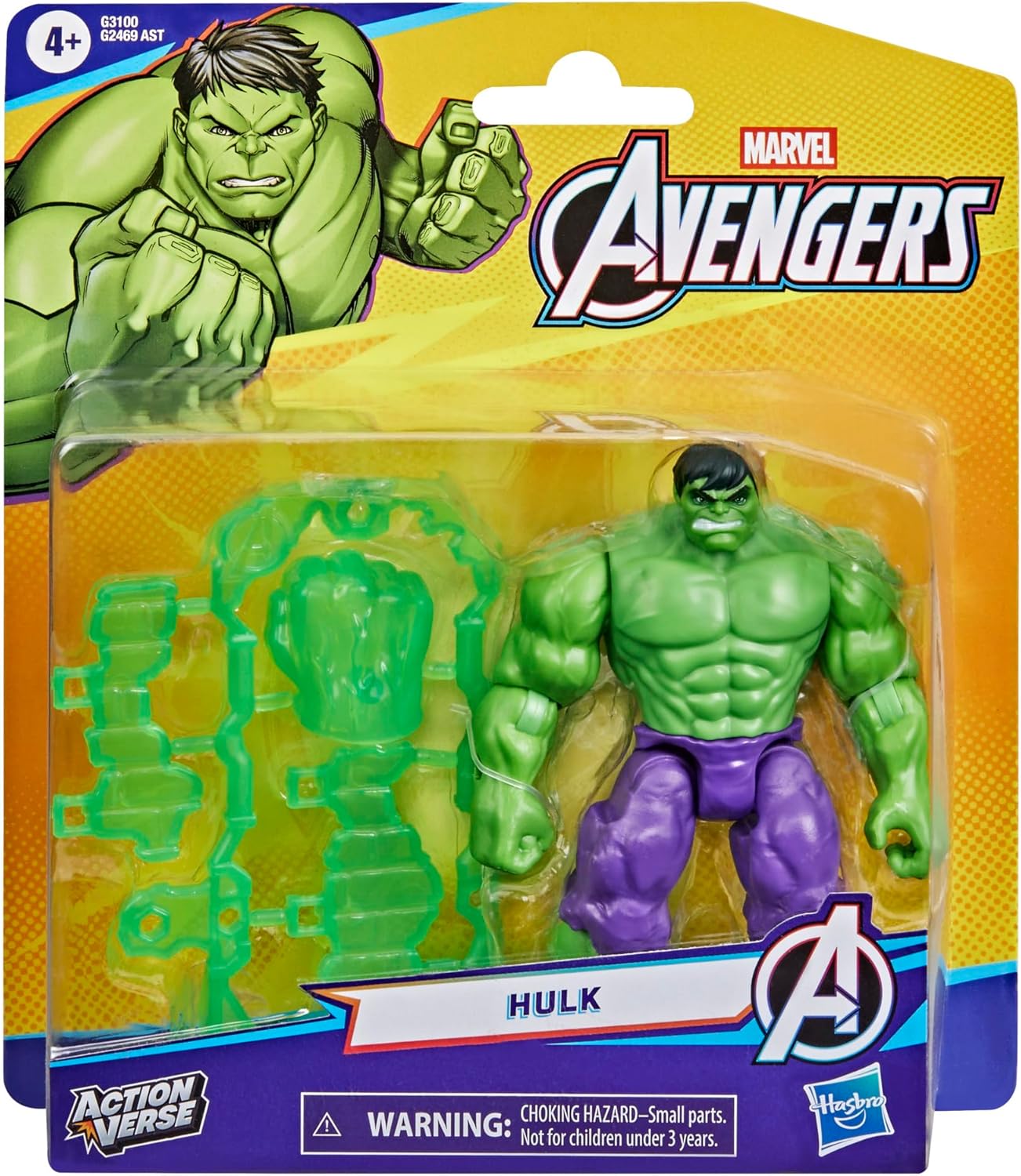 Marvel Avengers ActionVerse Hulk Action Figure & Accessories, 4.5-Inch (11.4 CM) Super Hero Toys & Figures for Kids, Ages 4+