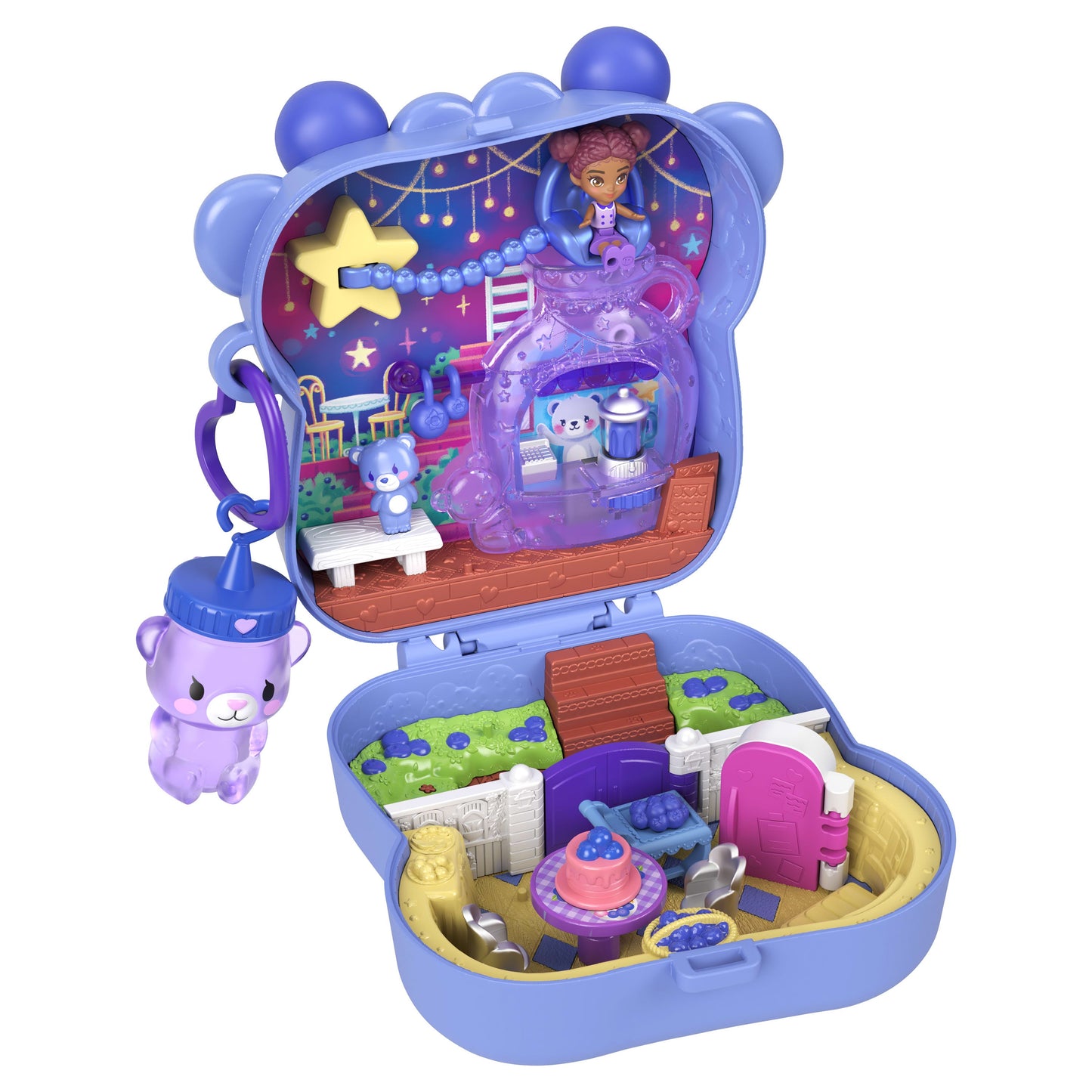 Polly Pocket Dolls and Playset, Blueberry Besties Compact, Travel Toy with 1 Micro Doll, Pet, Fruit Themed Accessories