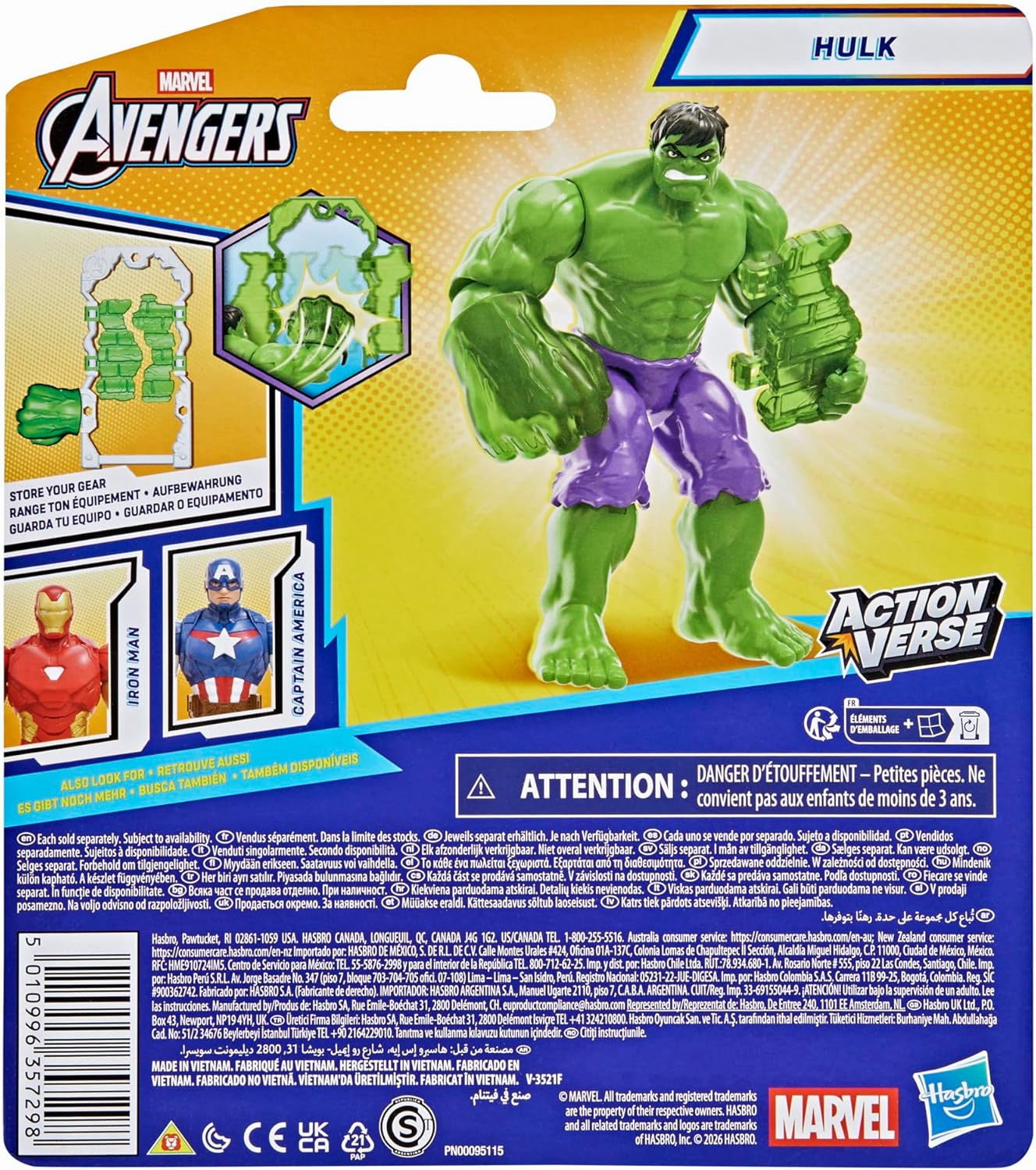 Marvel Avengers ActionVerse Hulk Action Figure & Accessories, 4.5-Inch (11.4 CM) Super Hero Toys & Figures for Kids, Ages 4+