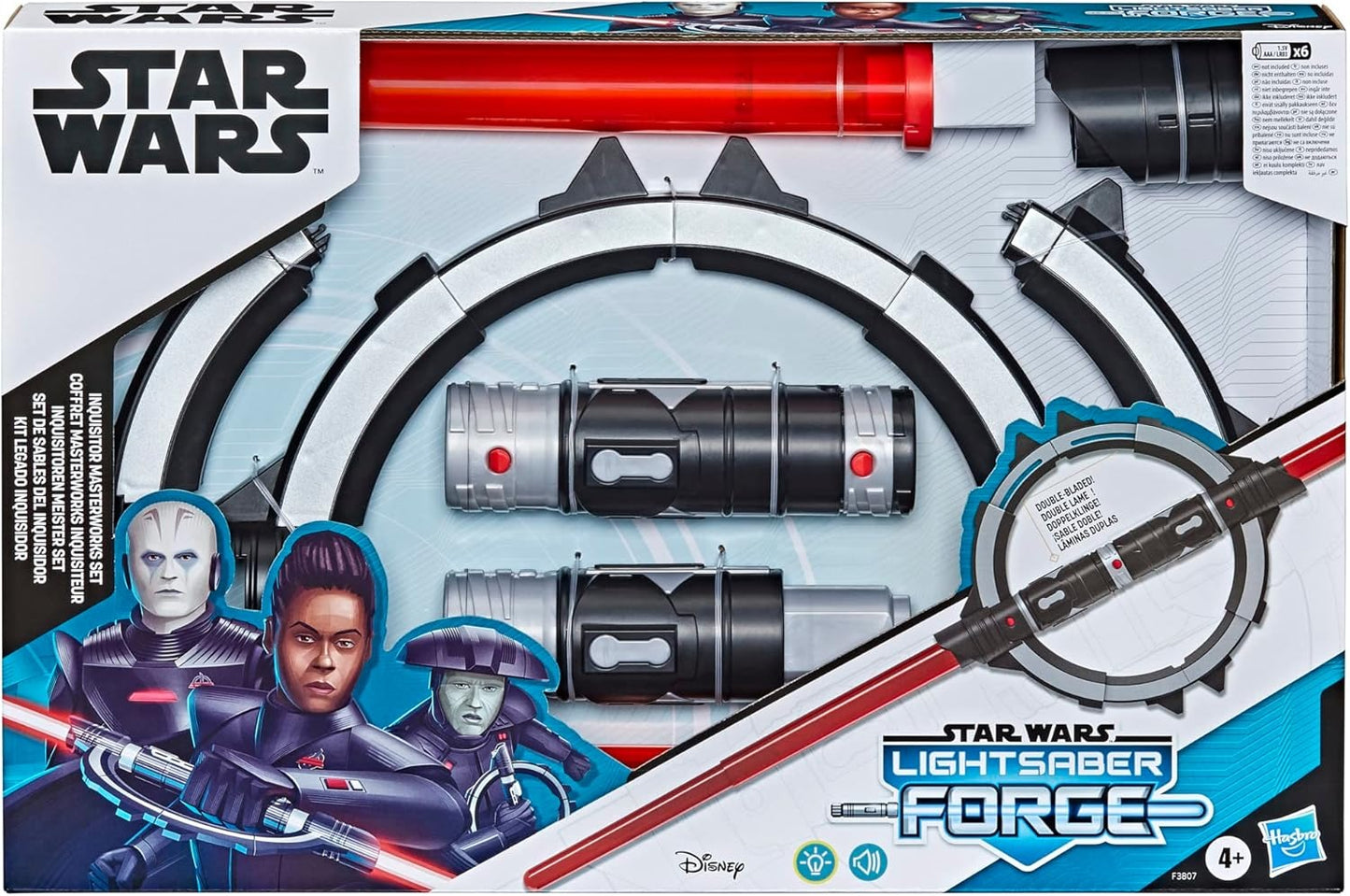STAR WARS Lightsaber Forge Inquisitor Masterworks Set Double-Bladed Electronic Lightsaber, Customizable Roleplay Toy for Kids Ages 4 and Up