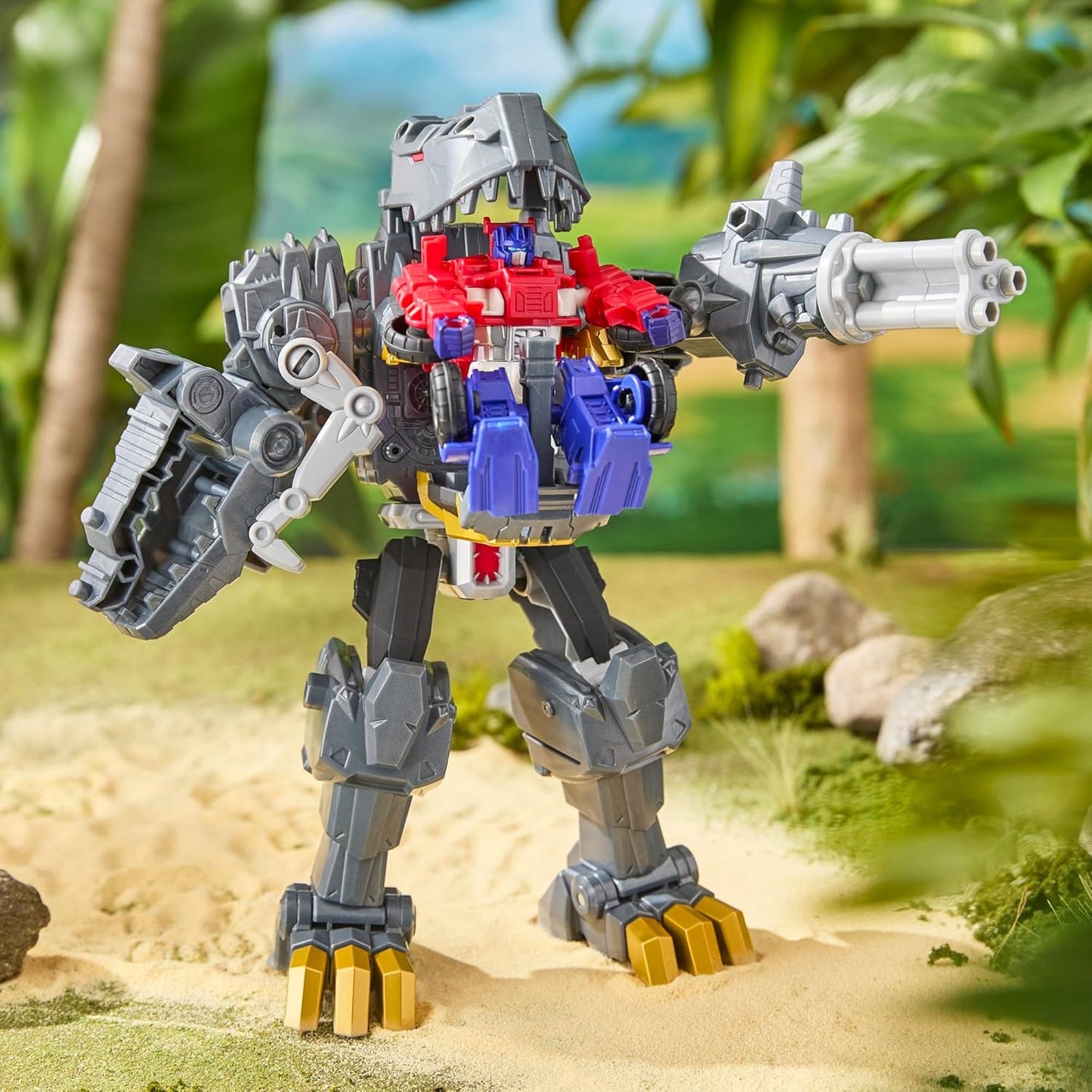 Transformers Cyberworld Grimlock Chomp & Battle 9-Inch Action Figure, Quick Change to Dino Mode, Robot Toys for Boys & Girls 6+ Years
