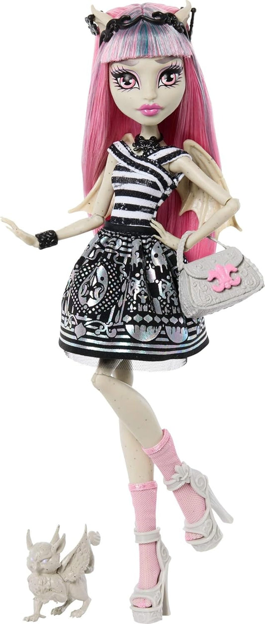 Monster High Boo-riginal Creeproduction Doll, Rochelle Goyle Collectible Reproduction with Doll Stand, Diary, and Pet Gargoyle Griffin Roux