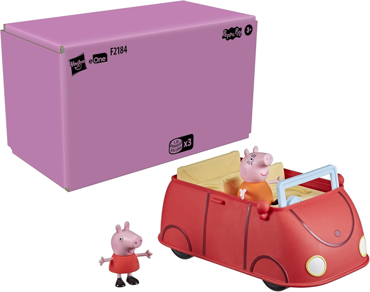 Peppa Pig Peppa’s Adventures Peppa’s Family Red Car Preschool Toy, Speech and Sound Effects, Includes 2 Figures, for Ages 3 and Up