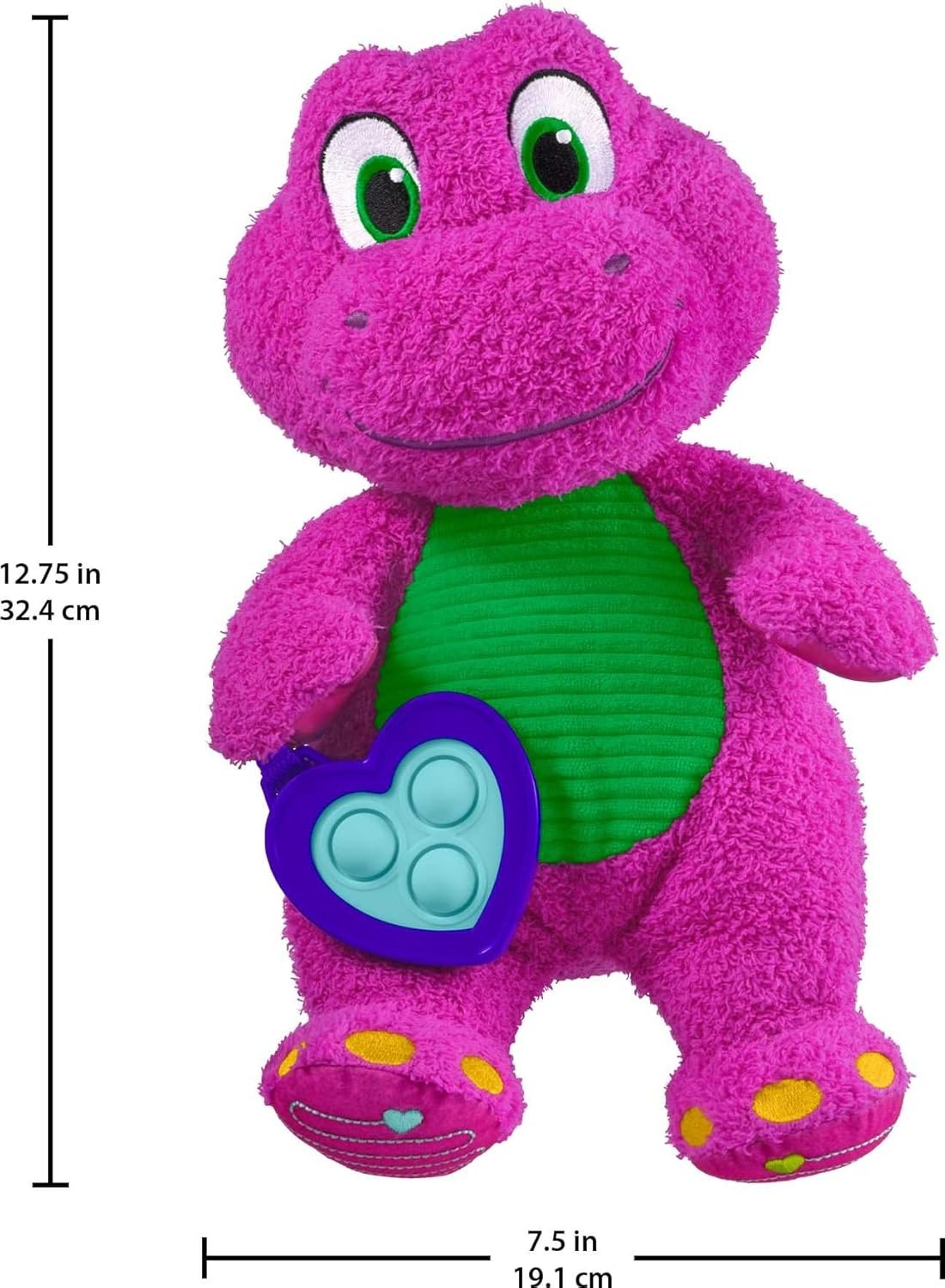 Barney’s World Toddler Toy Sensory Barney 12.75-Inch Plush with Fidget Activity & Textured Details for Kids Ages 2+ Years