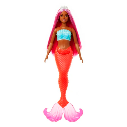 Barbie Mermaid Doll with Magenta Fantasy Hair & Headband Accessory, Curvy Body Type with Shell-Inspired Bodice & Tropical Red Tail