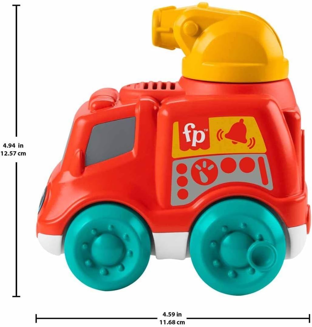 Fisher-Price Baby Toy Chime & Ride Fire Truck Push-Along Vehicle with Fine Motor Activities for Infants Ages 6+ Months