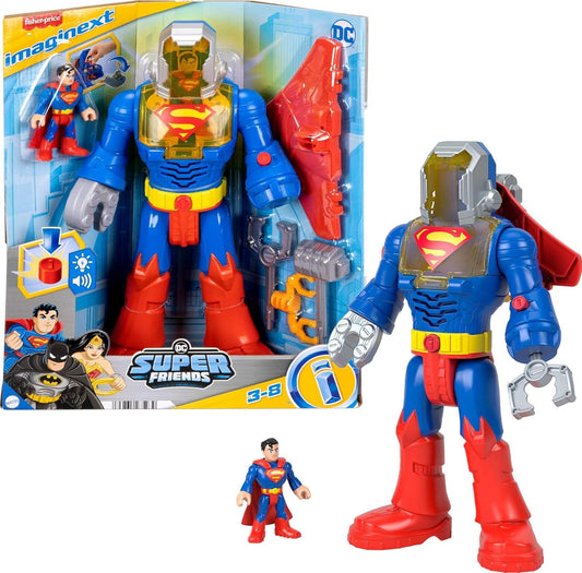 Fisher-Price Imaginext DC Super Friends Superman Toy Insider & Exo Suit 12-Inch Robot with Lights & Sounds for Kids Ages 3+ Years