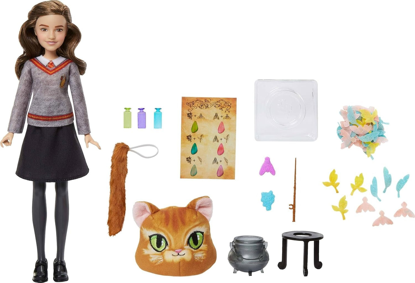Mattel Harry Potter Toys, Polyjuice Potions Hermione Granger Doll & Playset, Movie-Inspired Hogwarts Uniform, 13 Accessories & Fizz