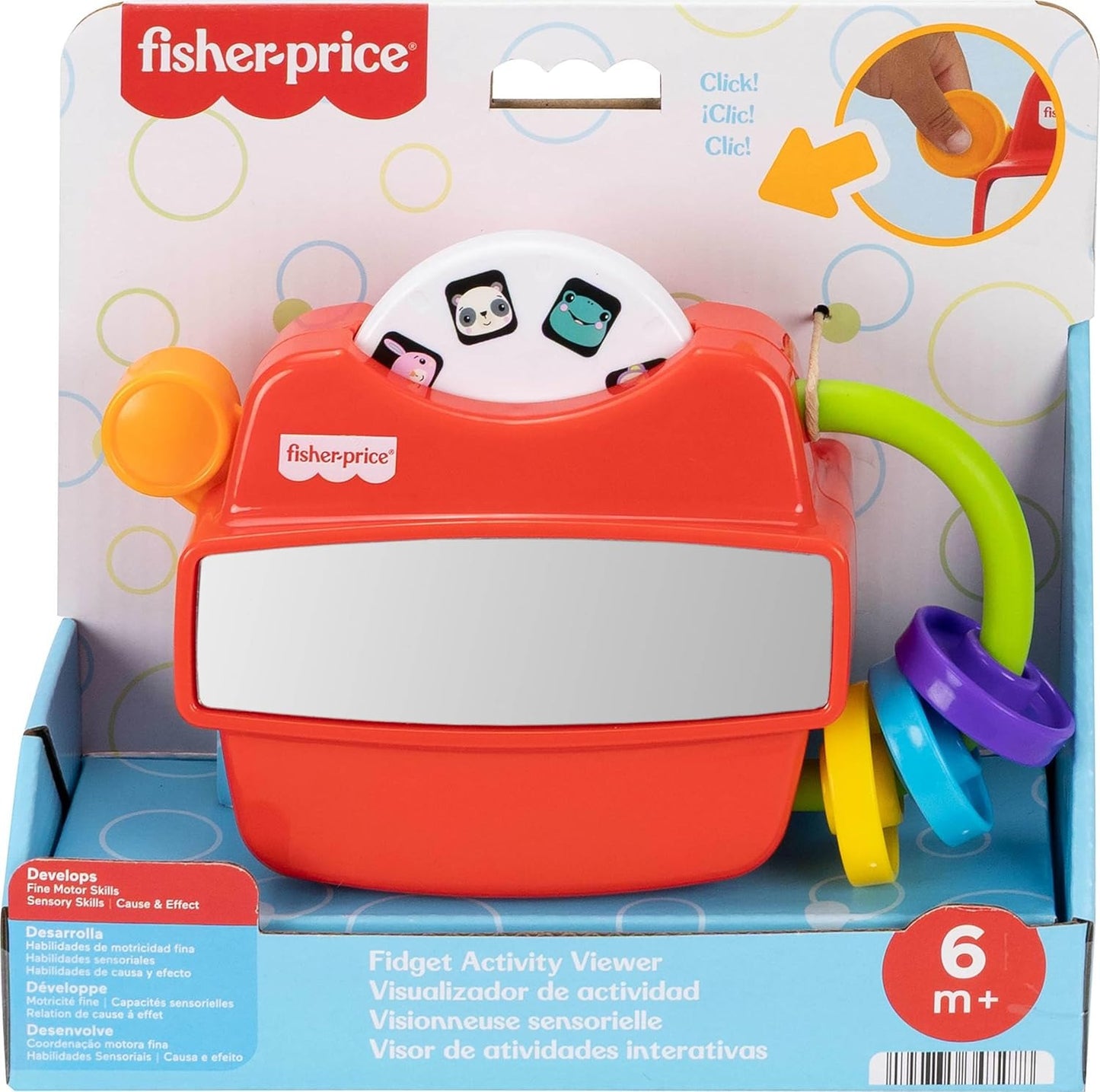 Fisher-Price Baby Toy Fidget Activity Viewer, Retro-Inspired Fine Motor Skill Developmental Play for Infants Ages 6+ Months